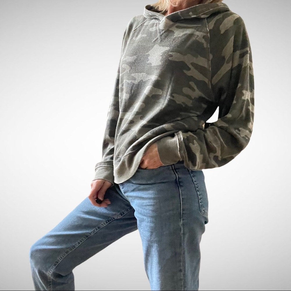Lucky Brand Vintage Camo Waffle Knit Hoodie S